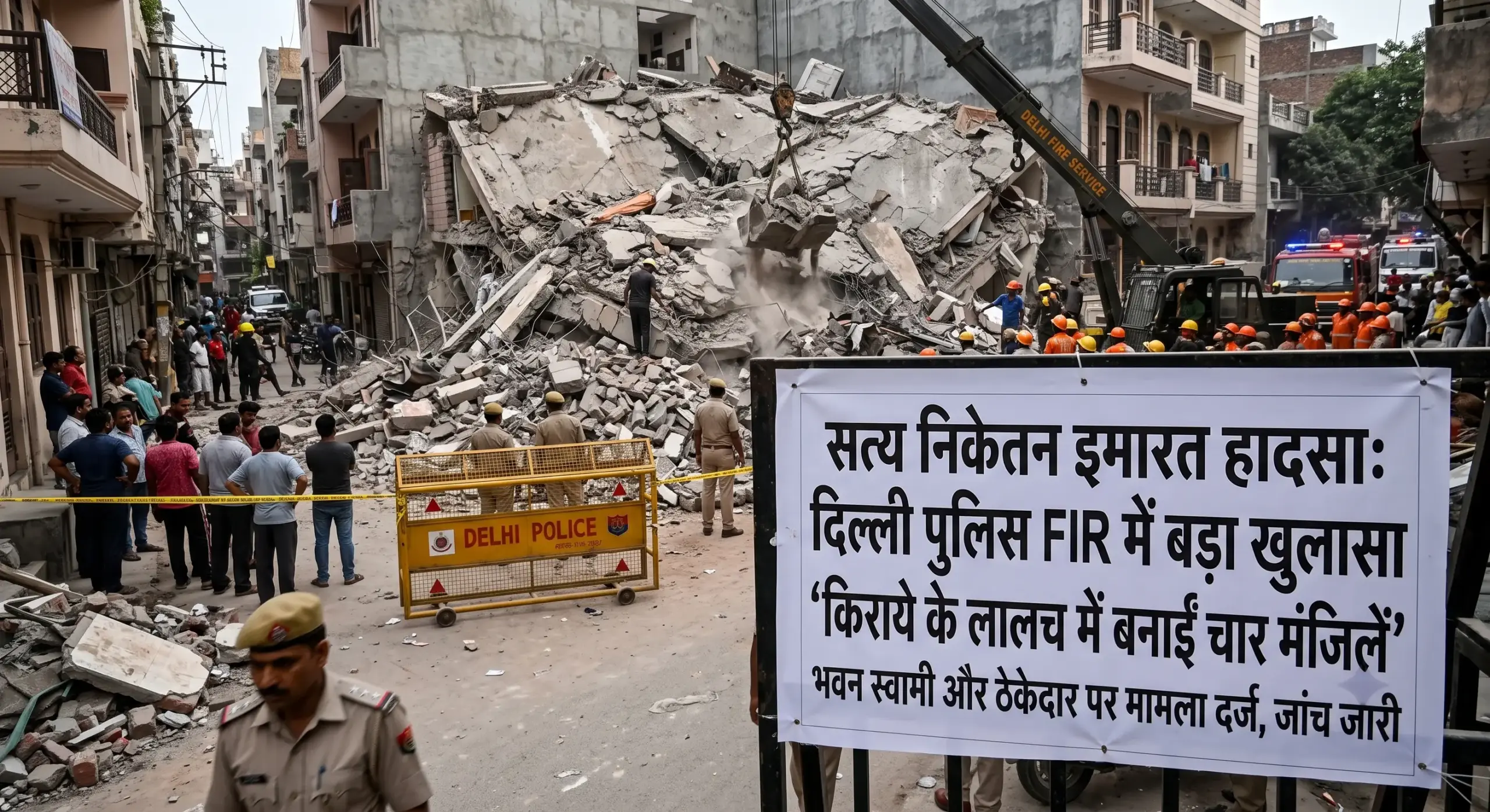 Satya Niketan Building Collapse FIR Police Investigation Delhi PG